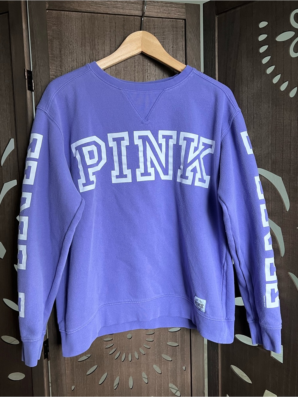 Victoria's Secret PINK Womens Sz M Sweatshirt Purple Logo Crewneck VS Pullover